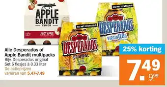 Albert Heijn Alle Desperados of Apple Bandit multipacks aanbieding