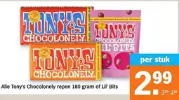 Albert Heijn Alle Tony's Chocolonely repen of Lil' Bits aanbieding