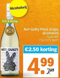 Albert Heijn Not Guilty Pinot Grigio alcoholvrij aanbieding
