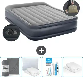 Praxis Intex Luchtbed - 2-Persoons - 152 x 203 x 42 cm - Grijs - Inclusief pomp - Accessoires CB19 aanbieding