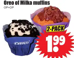 Dirk Oreo of Milka muffins aanbieding