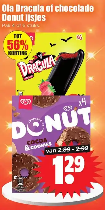 Dirk Ola Dracula of chocolade Donut ijsjes aanbieding