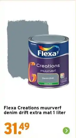 GAMMA Flexa Creations muurverf denim drift extra mat 1 liter aanbieding