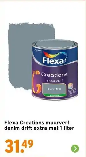 GAMMA Flexa Creations muurverf denim drift extra mat 1 liter aanbieding