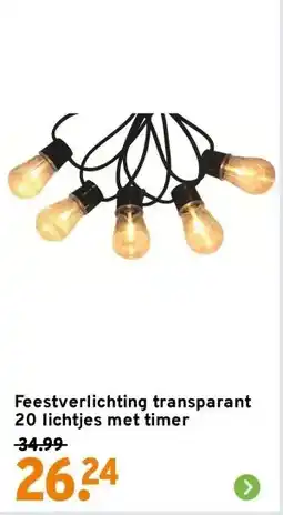 GAMMA Feestverlichting transparant 20 lichtjes met timer aanbieding