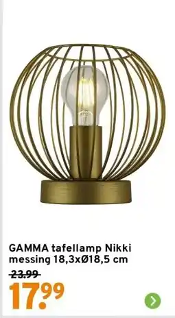 GAMMA GAMMA tafellamp Nikki messing 18,3xØ18,5 cm aanbieding