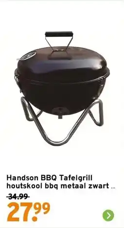 GAMMA Handson BBQ Tafelgrill houtskool bbq metaal zwart Ø 34 cm aanbieding