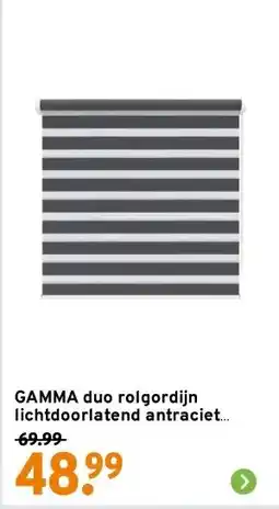 GAMMA GAMMA duo rolgordijn lichtdoorlatend antraciet (kleurnr. 4502) 60x160 cm (bxh) aanbieding