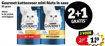 Kruidvat Gourmet Kattenvoer Mini Filets in Saus aanbieding