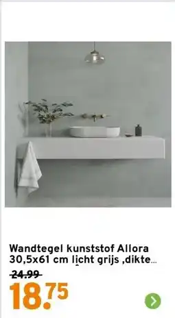 GAMMA Wandtegel kunststof Allora 30,5x61 cm licht grijs ,dikte 4mm 1,116 m² aanbieding
