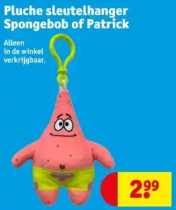 Kruidvat Pluche sleutelhanger Spongebob of Patrick aanbieding