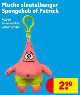 Kruidvat Pluche sleutelhanger Spongebob of Patrick aanbieding