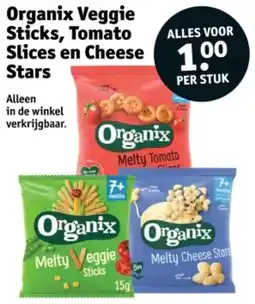 Kruidvat Organix Veggie Sticks, Tomato Slices en Cheese Stars aanbieding