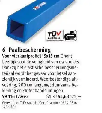 Sport-Thieme Paalbescherming 15x15 cm aanbieding