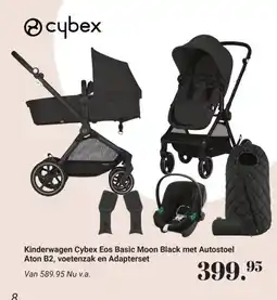 Van Asten BabySuperstore Kinderwagen Cybex Eos Basic Moon Black met Autostoel Aton B2, voetenzak en Adapterset aanbieding