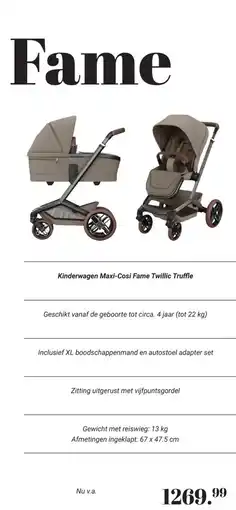 Van Asten BabySuperstore Kinderwagen Maxi Cosi Fame Twillic Truffle aanbieding