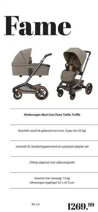 Van Asten BabySuperstore Kinderwagen Maxi Cosi Fame Twillic Truffle aanbieding