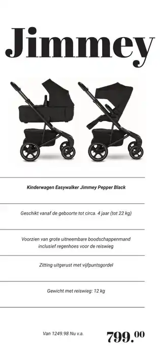Van Asten BabySuperstore Kinderwagen Easywalker Jimmey Pepper Black aanbieding