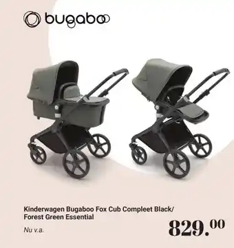 Van Asten BabySuperstore Kinderwagen Bugaboo Fox Cub Compleet Black/ Forest Green Essential aanbieding
