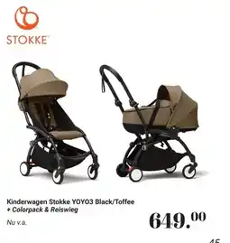 Van Asten BabySuperstore Kinderwagen Stokke YOYO3 Black/Toffee + Colorpack & Reiswieg aanbieding