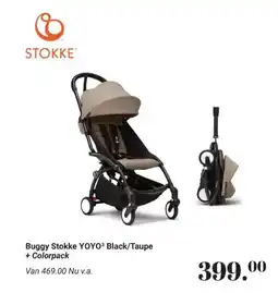 Van Asten BabySuperstore Buggy Stokke YOYO³ Black/Taupe + Colorpack aanbieding