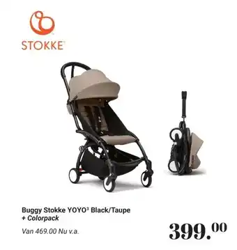 Van Asten BabySuperstore Buggy Stokke YOYO³ Black/Taupe + Colorpack aanbieding