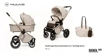Van Asten BabySuperstore Kinderwagen Muuvo Quick Boho 2 in 1 Set Beige Brown aanbieding