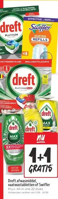 Jumbo Dreft afwasmiddel, vaatwastabletten of Swiffer aanbieding