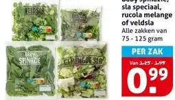 Hoogvliet Baby spinazie, sla speciaal, rucola melange of veldsla aanbieding