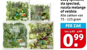 Hoogvliet Baby spinazie, sla speciaal, rucola melange of veldsla aanbieding