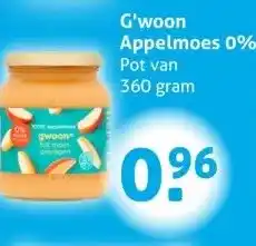 Hoogvliet G'woon Appelmoes 0% aanbieding