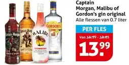 Hoogvliet Captain Morgan, Malibu of Gordon's gin original aanbieding