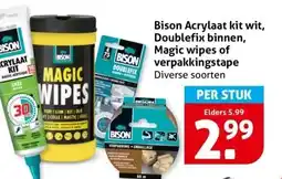 Hoogvliet Bison Acrylaat kit wit, Doublefix binnen, Magic wipes of verpakkingstape aanbieding