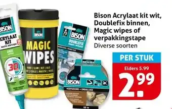 Hoogvliet Bison Acrylaat kit wit, Doublefix binnen, Magic wipes of verpakkingstape aanbieding
