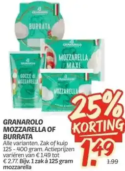 Dekamarkt GRANAROLO MOZZARELLA OF BURRATA aanbieding