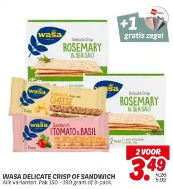 Dekamarkt WASA DELICATE CRISP OF SANDWICH aanbieding