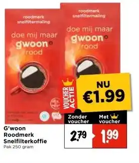 Vomar Voordeelmarkt G'woon Roodmerk Snelfilterkoffie aanbieding