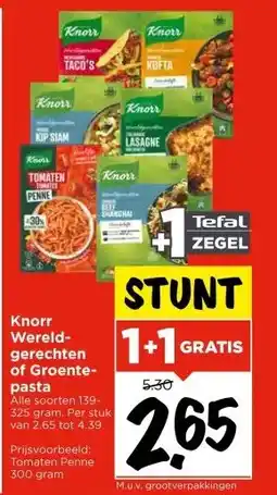 Vomar Voordeelmarkt Knorr Wereld- gerechten of Groente- pasta aanbieding