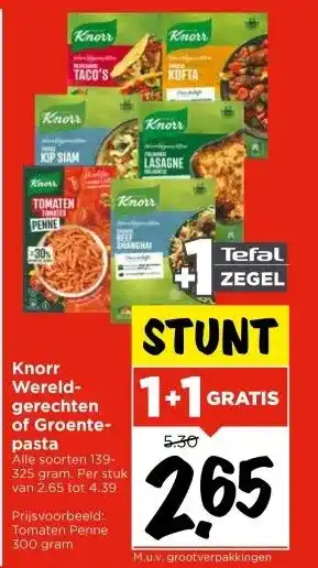 Vomar Voordeelmarkt Knorr Wereld- gerechten of Groente- pasta aanbieding