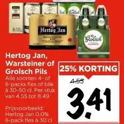 Vomar Voordeelmarkt Hertog Jan, Warsteiner of Grolsch Pils aanbieding