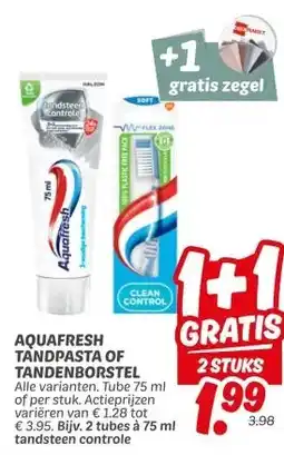Dekamarkt AQUAFRESH TANDPASTA OF TANDENBORSTEL aanbieding