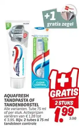 Dekamarkt AQUAFRESH TANDPASTA OF TANDENBORSTEL aanbieding