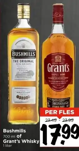 Vomar Voordeelmarkt Bushmills 700 ml of Grant's Whisky 1 liter aanbieding
