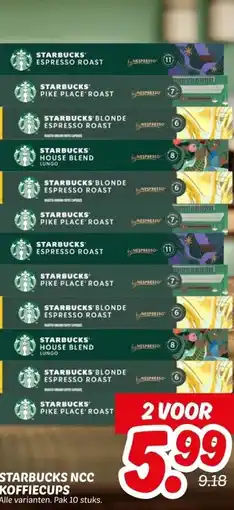 Dekamarkt STARBUCKS NCC KOFFIECUPS aanbieding