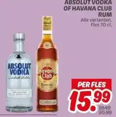 Dekamarkt ABSOLUT VODKA OF HAVANA CLUB RUM aanbieding