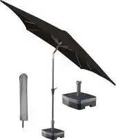 Praxis Kopu Altea Parasolset Vierkant 230x230 cm met Hoes en Voet - Zwart aanbieding
