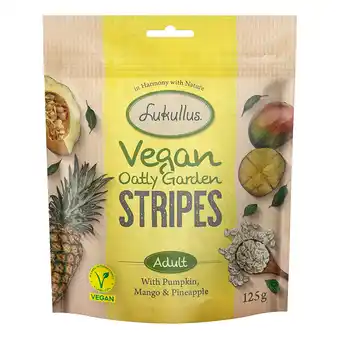 Zooplus 125g Pompoen, Mango & Ananas Lukullus Vegan Garden Stripes Hondensnacks aanbieding