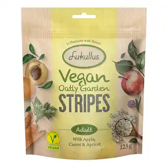 Zooplus 125g Appel, Wortel & Abrikoos Lukullus Vegan Garden Stripes Hondensnacks aanbieding