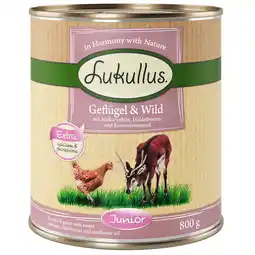 Zooplus Lukullus Naturkost Junior - 12 x 800 g Gevogelte & Wild (graanvrij) aanbieding