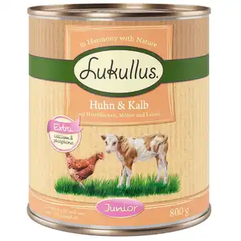 Zooplus Lukullus Naturkost Junior - 12 x 800 g Kip & Kalf aanbieding